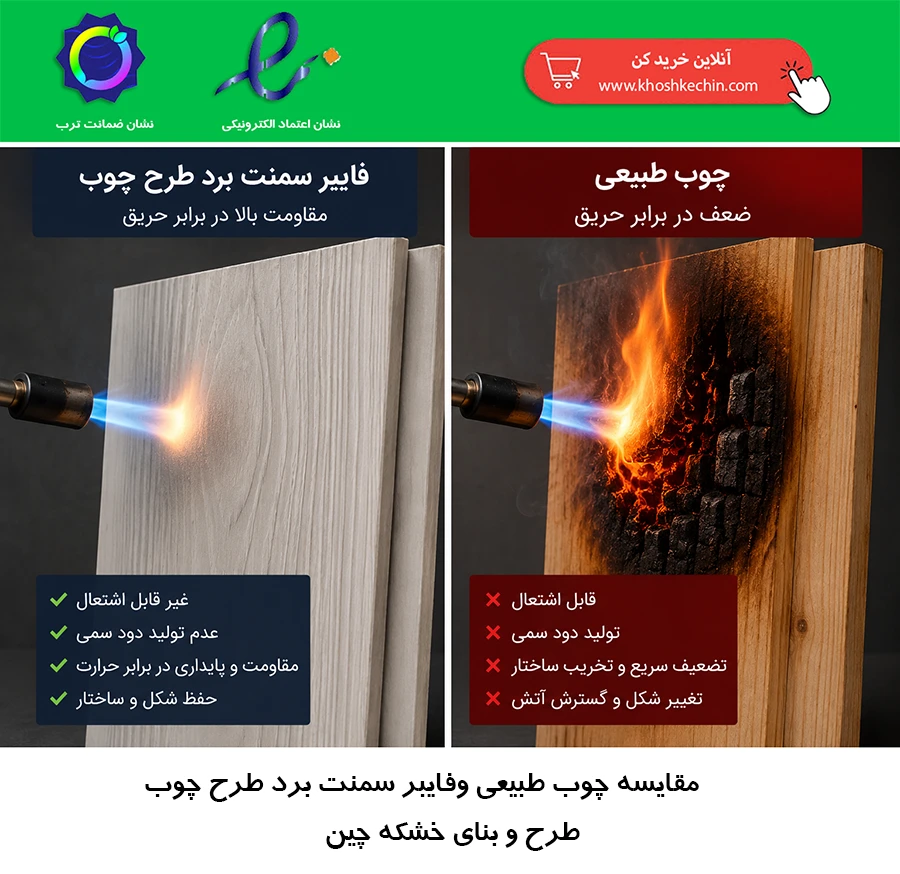 فایبر سمنت برد طرح چوب